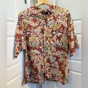 Tori Richard Honolulu Floral Hawaiian Cotton Lawn Short Sleeve Shirt Size Large